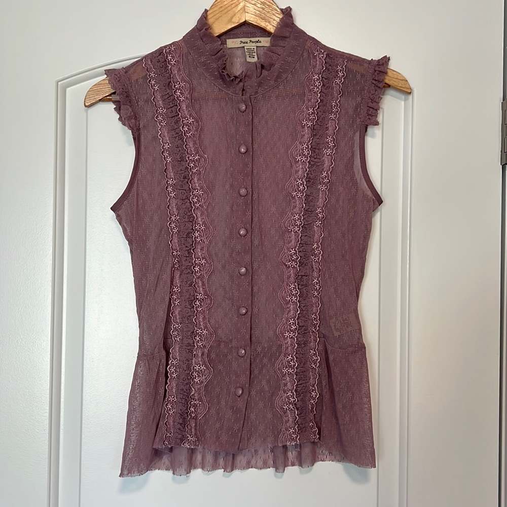 Lavender Free People lace top